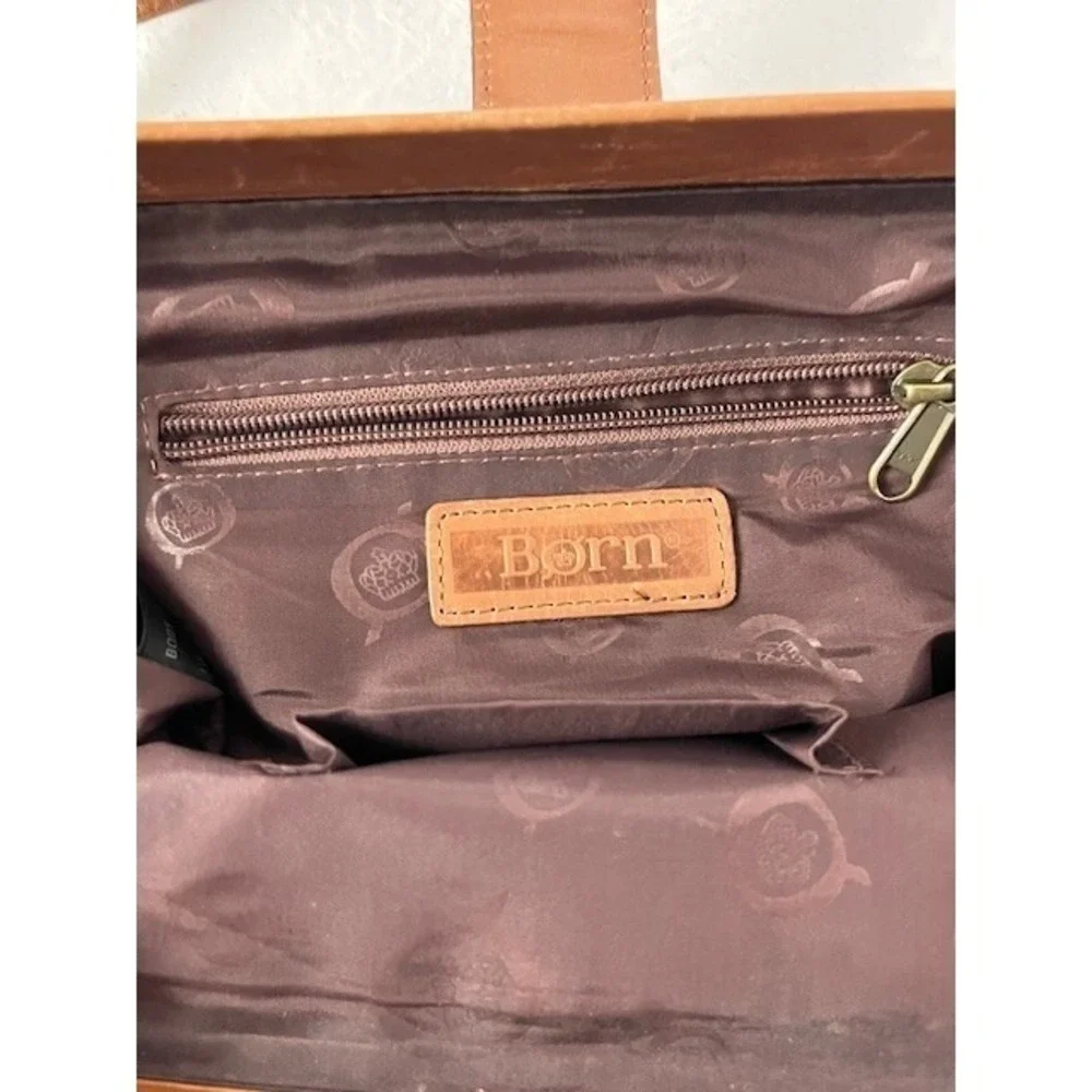 Born Concept Shoulder Bag Purse Brown Faux Leather Small Tote